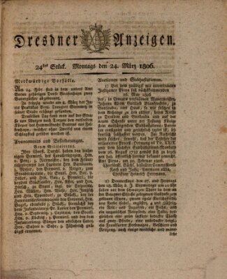 Dresdner Anzeigen Montag 24. März 1806