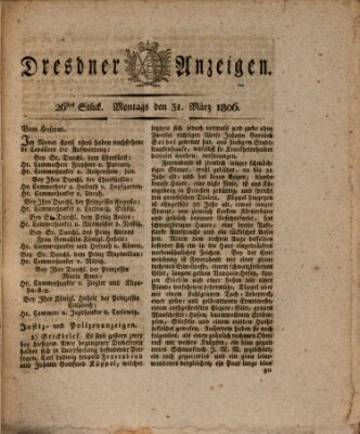 Dresdner Anzeigen Montag 31. März 1806