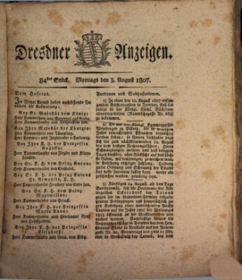 Dresdner Anzeigen Montag 3. August 1807