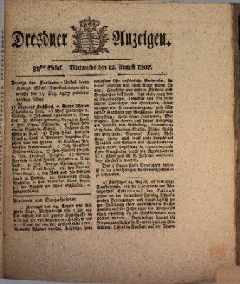 Dresdner Anzeigen Mittwoch 12. August 1807