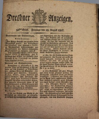 Dresdner Anzeigen Freitag 28. August 1807