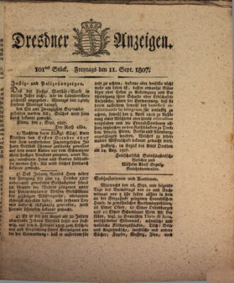 Dresdner Anzeigen Freitag 11. September 1807