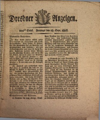 Dresdner Anzeigen Freitag 18. September 1807