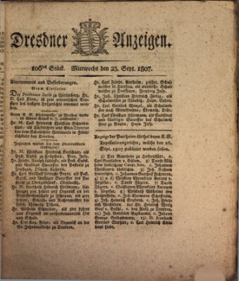 Dresdner Anzeigen Mittwoch 23. September 1807