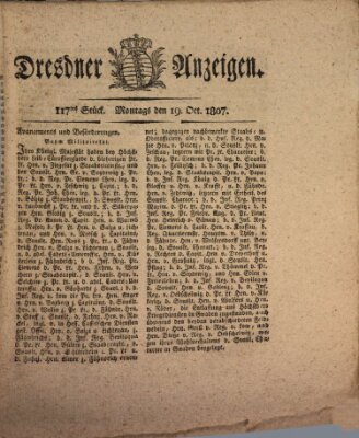 Dresdner Anzeigen Montag 19. Oktober 1807