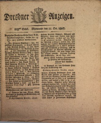 Dresdner Anzeigen Mittwoch 21. Oktober 1807