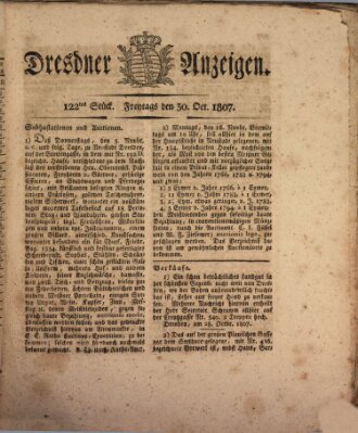 Dresdner Anzeigen Freitag 30. Oktober 1807