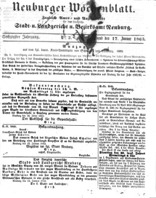 Neuburger Wochenblatt Samstag 17. Januar 1863