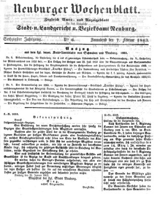 Neuburger Wochenblatt Samstag 7. Februar 1863