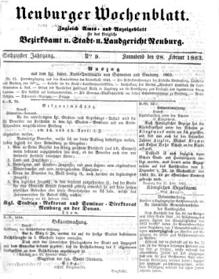 Neuburger Wochenblatt Samstag 28. Februar 1863