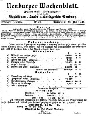 Neuburger Wochenblatt Samstag 23. Mai 1863