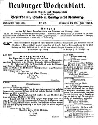 Neuburger Wochenblatt Samstag 20. Juni 1863