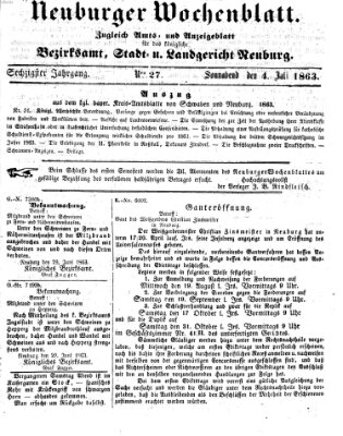 Neuburger Wochenblatt Samstag 4. Juli 1863