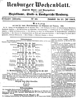 Neuburger Wochenblatt Samstag 11. Juli 1863