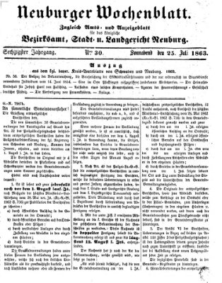 Neuburger Wochenblatt Samstag 25. Juli 1863