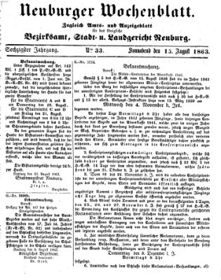 Neuburger Wochenblatt Samstag 15. August 1863