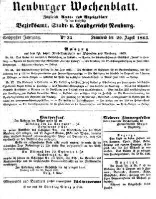 Neuburger Wochenblatt Samstag 29. August 1863