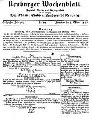 Neuburger Wochenblatt Samstag 3. Oktober 1863