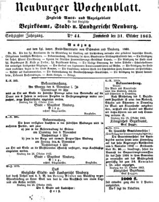 Neuburger Wochenblatt Samstag 31. Oktober 1863