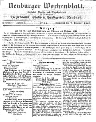 Neuburger Wochenblatt Samstag 7. November 1863