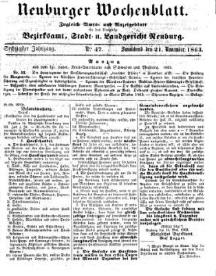 Neuburger Wochenblatt Samstag 21. November 1863