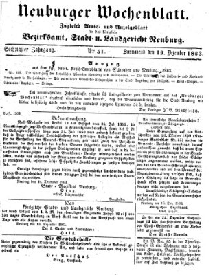 Neuburger Wochenblatt Samstag 19. Dezember 1863