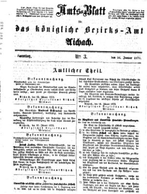 Amtsblatt für das Bezirksamt und Amtsgericht Aichach Sonntag 16. Januar 1870