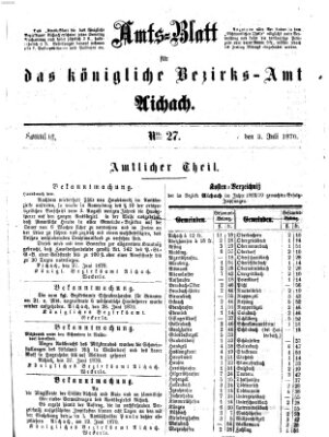 Amtsblatt für das Bezirksamt und Amtsgericht Aichach Sonntag 3. Juli 1870