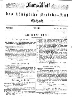 Amtsblatt für das Bezirksamt und Amtsgericht Aichach Sonntag 24. Juli 1870