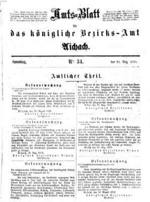 Amtsblatt für das Bezirksamt und Amtsgericht Aichach Sonntag 21. August 1870