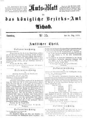 Amtsblatt für das Bezirksamt und Amtsgericht Aichach Sonntag 28. August 1870