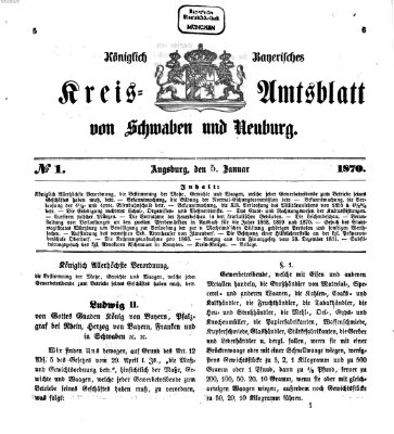 Königlich Bayerisches Kreis-Amtsblatt von Schwaben und Neuburg Mittwoch 5. Januar 1870