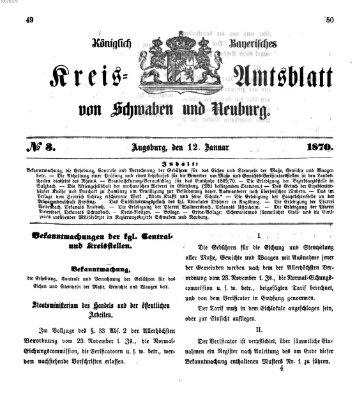 Königlich Bayerisches Kreis-Amtsblatt von Schwaben und Neuburg Mittwoch 12. Januar 1870