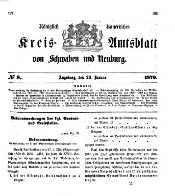 Königlich Bayerisches Kreis-Amtsblatt von Schwaben und Neuburg Samstag 29. Januar 1870