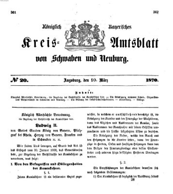 Königlich Bayerisches Kreis-Amtsblatt von Schwaben und Neuburg Donnerstag 10. März 1870