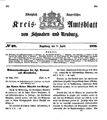 Königlich Bayerisches Kreis-Amtsblatt von Schwaben und Neuburg Samstag 9. April 1870