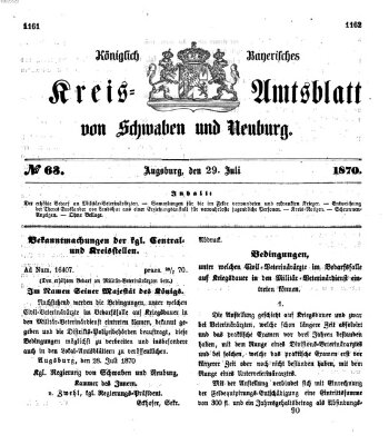 Königlich Bayerisches Kreis-Amtsblatt von Schwaben und Neuburg Freitag 29. Juli 1870