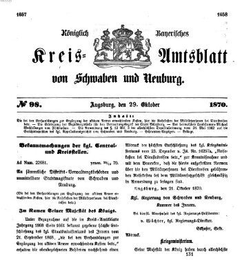 Königlich Bayerisches Kreis-Amtsblatt von Schwaben und Neuburg Samstag 29. Oktober 1870