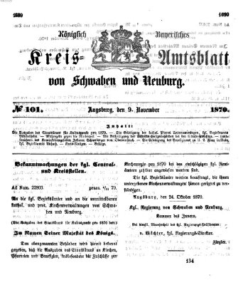 Königlich Bayerisches Kreis-Amtsblatt von Schwaben und Neuburg Mittwoch 9. November 1870