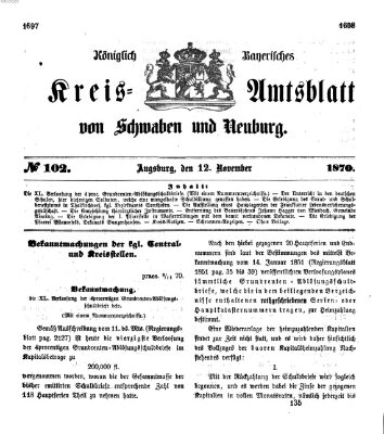 Königlich Bayerisches Kreis-Amtsblatt von Schwaben und Neuburg Samstag 12. November 1870