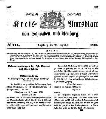 Königlich Bayerisches Kreis-Amtsblatt von Schwaben und Neuburg Mittwoch 28. Dezember 1870