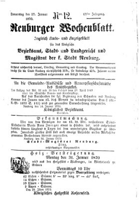 Neuburger Wochenblatt Donnerstag 27. Januar 1870