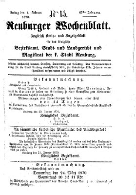 Neuburger Wochenblatt Freitag 4. Februar 1870