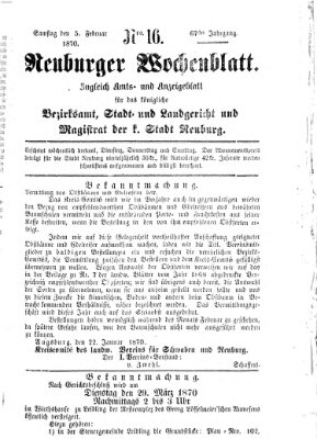 Neuburger Wochenblatt Samstag 5. Februar 1870