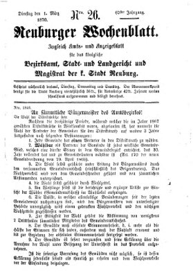 Neuburger Wochenblatt Dienstag 1. März 1870