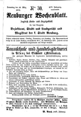 Neuburger Wochenblatt Donnerstag 10. März 1870