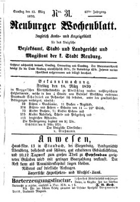 Neuburger Wochenblatt Samstag 12. März 1870