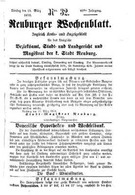 Neuburger Wochenblatt Dienstag 15. März 1870