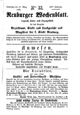 Neuburger Wochenblatt Donnerstag 17. März 1870