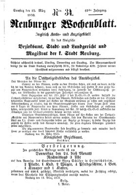 Neuburger Wochenblatt Samstag 19. März 1870